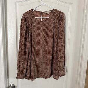 Loft Women’s Brown Pink Geometric Blouse Sz xXL. MH-214
